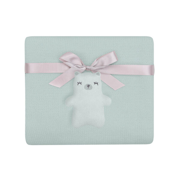 Kikkaboo Couverture tricot Ours avec moi Mint
