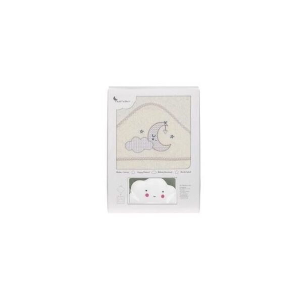 Cape de Bain Nuage Lune Beige avec Veilleuse Blanche CADEAU